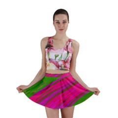 Swish Bright Pink Green Design Mini Skirt by BrightVibesDesign