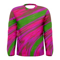 Swish Bright Pink Green Design Men s Long Sleeve Tee by BrightVibesDesign