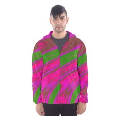 Swish Bright Pink Green Design Hooded Wind Breaker (men) by BrightVibesDesign