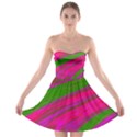 Swish Bright Pink Green Design Strapless Dresses View1