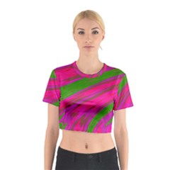 Swish Bright Pink Green Design Cotton Crop Top by BrightVibesDesign