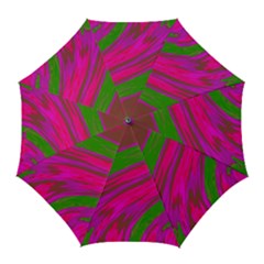 Swish Bright Pink Green Design Golf Umbrellas by BrightVibesDesign