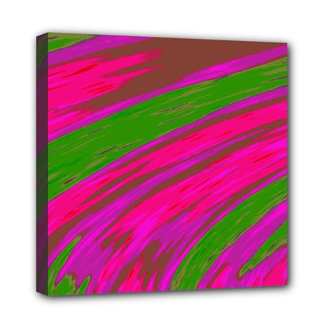 Swish Bright Pink Green Design Mini Canvas 8  X 8  by BrightVibesDesign