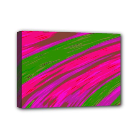 Swish Bright Pink Green Design Mini Canvas 7  X 5  by BrightVibesDesign