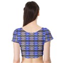 Pattern Tile Blue White Green Short Sleeve Crop Top (Tight Fit) View2