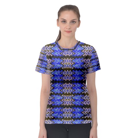 Pattern Tile Blue White Green Women s Sport Mesh Tee by BrightVibesDesign