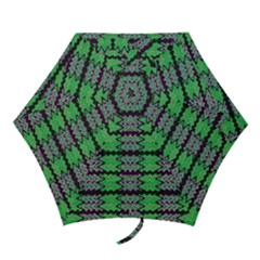 Pattern Tile Green Purple Mini Folding Umbrellas by BrightVibesDesign