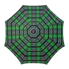 Pattern Tile Green Purple Golf Umbrellas by BrightVibesDesign