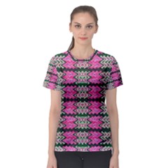 Pattern Tile Pink Green White Women s Sport Mesh Tee