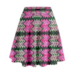 Pattern Tile Pink Green White High Waist Skirt by BrightVibesDesign