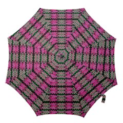 Pattern Tile Pink Green White Hook Handle Umbrellas (small) by BrightVibesDesign