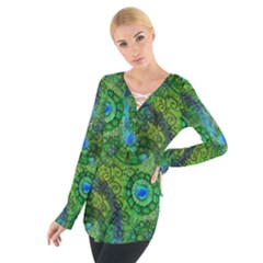 Emerald Boho Abstract Women s Tie Up Tee by KirstenStar