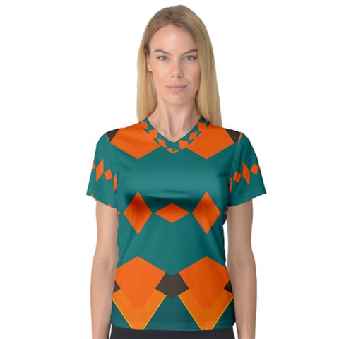 Rhombus And Other Shapes                                                                      Women s V-neck Sport Mesh Tee by LalyLauraFLM