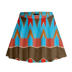 Blue Brown Chevrons                                                                         Mini Flare Skirt by LalyLauraFLM