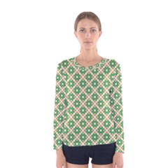 Crisscross Pastel Green Beige Women s Long Sleeve Tee