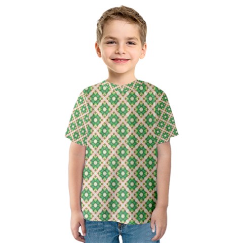 Crisscross Pastel Green Beige Kid s Sport Mesh Tee by BrightVibesDesign