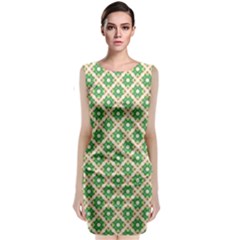 Crisscross Pastel Green Beige Classic Sleeveless Midi Dress by BrightVibesDesign