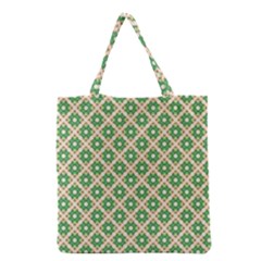 Crisscross Pastel Green Beige Grocery Tote Bag by BrightVibesDesign