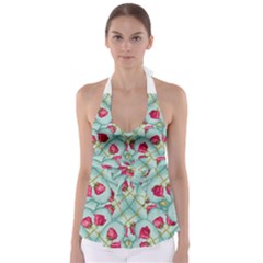 Love Motif Pattern Print Babydoll Tankini Top