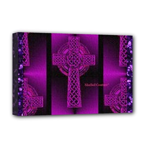 Purple Celtic Cross Deluxe Canvas 18  X 12  