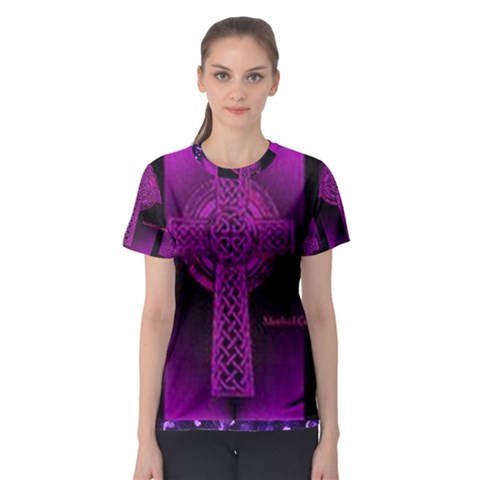 Purple Celtic Cross Women s Sport Mesh Tee by morbidcouture