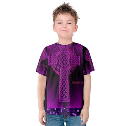 Purple Celtic Cross Kid s Cotton Tee by morbidcouture