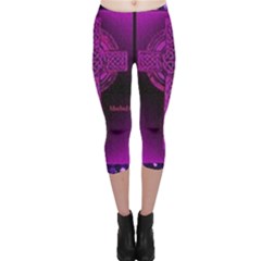 Purple Celtic Cross Capri Leggings 