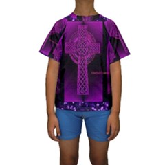 Purple Celtic Cross Kid s Short Sleeve Swimwear by morbidcouture