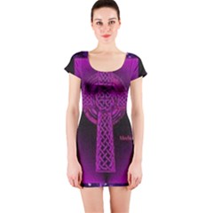 Purple Celtic Cross Short Sleeve Bodycon Dress by morbidcouture