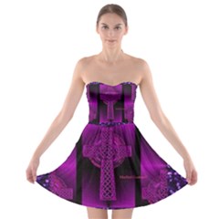 Purple Celtic Cross Strapless Dresses by morbidcouture