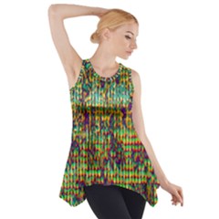 Multicolored Digital Grunge Print Side Drop Tank Tunic by dflcprintsclothing