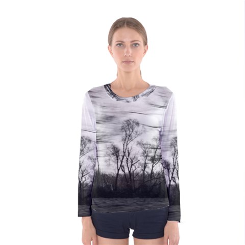 B&w Treescape Women s Long Sleeve Tee by RoseanneJonesPhotography