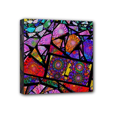 Fractal Stained Glass Mini Canvas 4  X 4  by WolfepawFractals