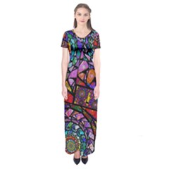 Fractal Stained Glass Short Sleeve Maxi Dress by WolfepawFractals