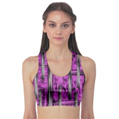 Purple Lace Landscape Abstract Shimmering Lovely In The Dark Sports Bra by pepitasart