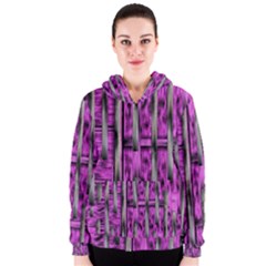 Purple Lace Landscape Abstract Shimmering Lovely In The Dark Women s Zipper Hoodie by pepitasart