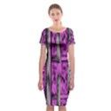 Purple Lace Landscape Abstract Shimmering Lovely In The Dark Classic Short Sleeve Midi Dress View1