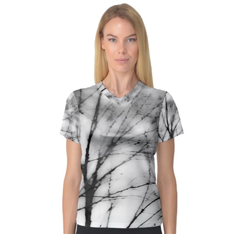 Misty Haze Women s V-neck Sport Mesh Tee by RoseanneJonesPhotography