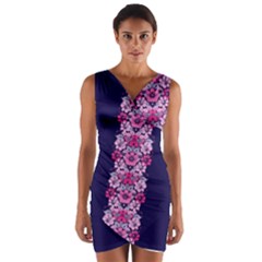 Floral Chic Wrap Front Bodycon Dress