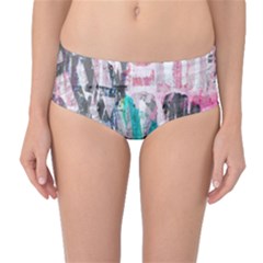 Graffiti Grunge Love Mid-waist Bikini Bottoms by ArtistRoseanneJones