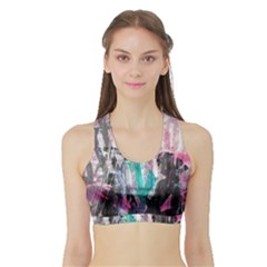 Graffiti Grunge Love Sports Bra With Border by ArtistRoseanneJones