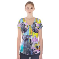 Graffiti Pop Short Sleeve Front Detail Top