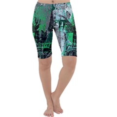 Green Urban Graffiti Cropped Leggings  by ArtistRoseanneJones