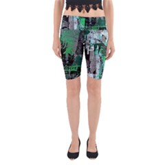 Green Urban Graffiti Yoga Cropped Leggings by ArtistRoseanneJones