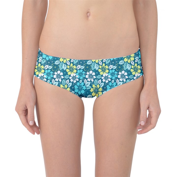 Tropical flowers Menthol color Classic Bikini Bottoms