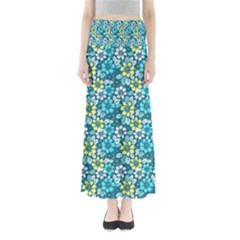 Tropical Flowers Menthol Color Maxi Skirts