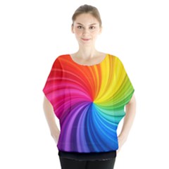 Rainbow Glassy Swirl Batwing Blouse Batwing Chiffon Blouse