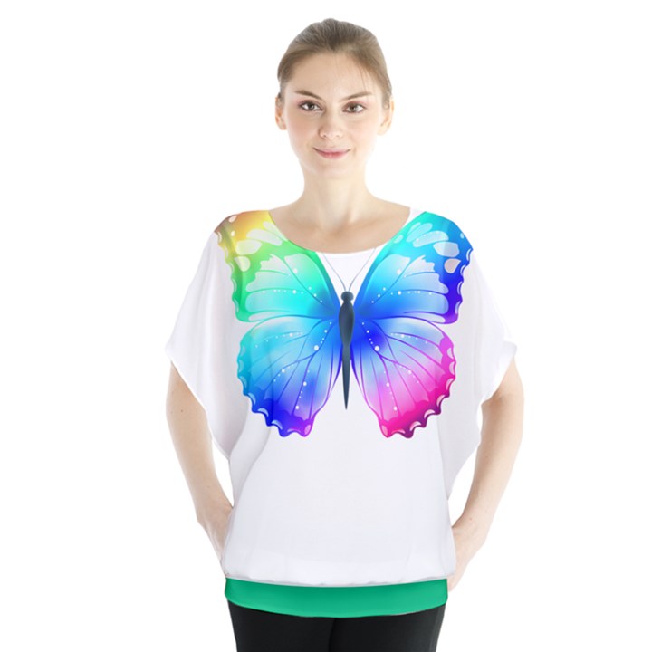 Psychadelic Butterly 4 Batwing Blouse Batwing Chiffon Blouse