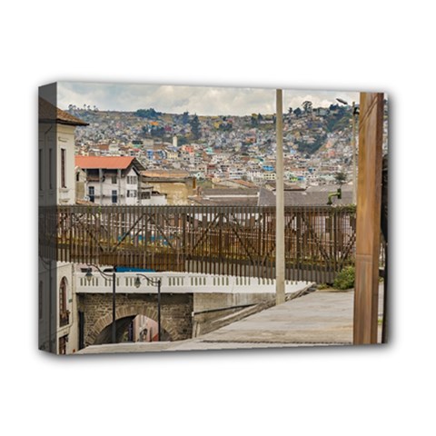 Square At Historic Center Of Quito Ecuador Deluxe Canvas 16  X 12   by dflcprints