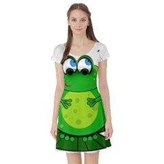 Green Frog Short Sleeve Skater Dress by Valentinaart